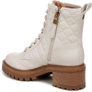 Sam & Libby Quilted Lace-Up Boots - Cream and Brown